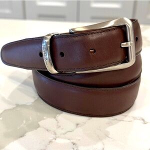 Bobby Jones Brown Leather Belt Mens 40 USA Golf Silver Solid Brass Buckle Logo